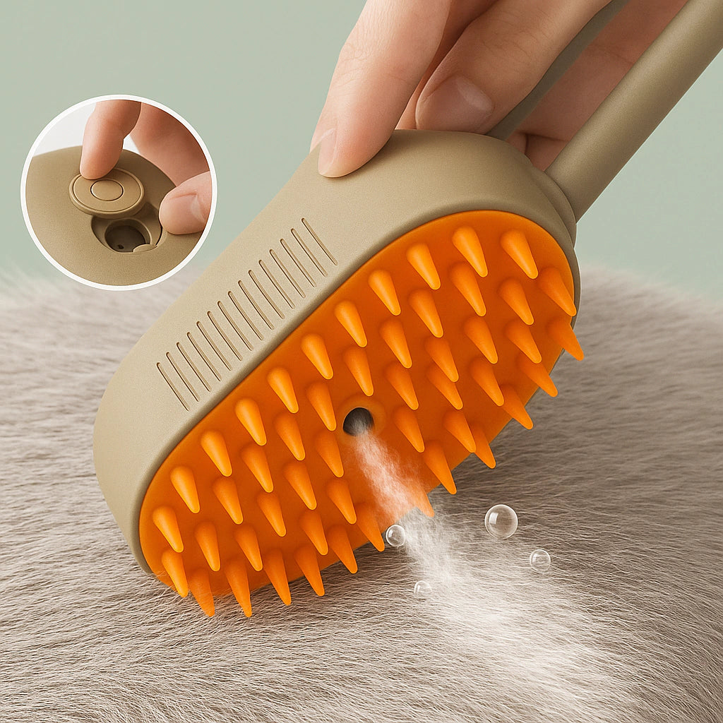 Cepillo 3 en 1 para Gatos con Dispensador de Vapor