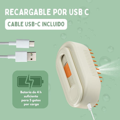 Cepillo 3 en 1 para Gatos con Dispensador de Vapor