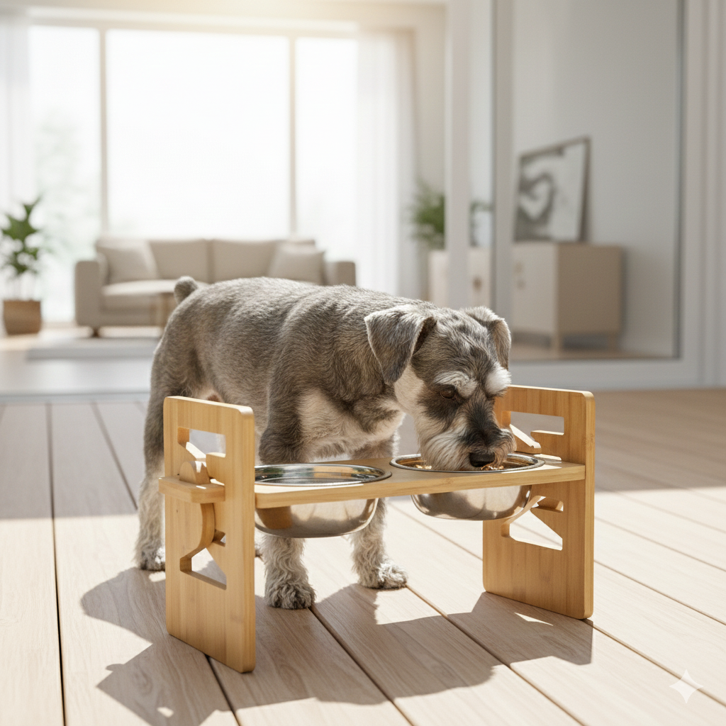 Comedero de Bambú Elevado | Mejor Postura y Cuidado Articular