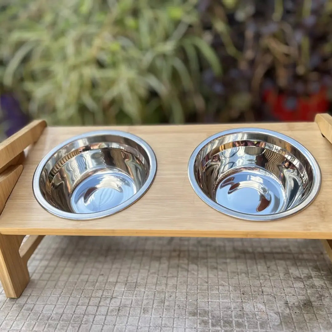 Comedero de Bambú Elevado | Mejor Postura y Cuidado Articular